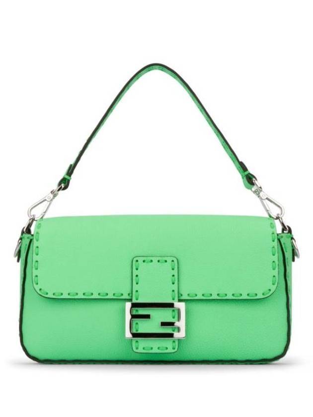 Fendi Baguette Stitch Selleria Leather Shoulder Bag Green