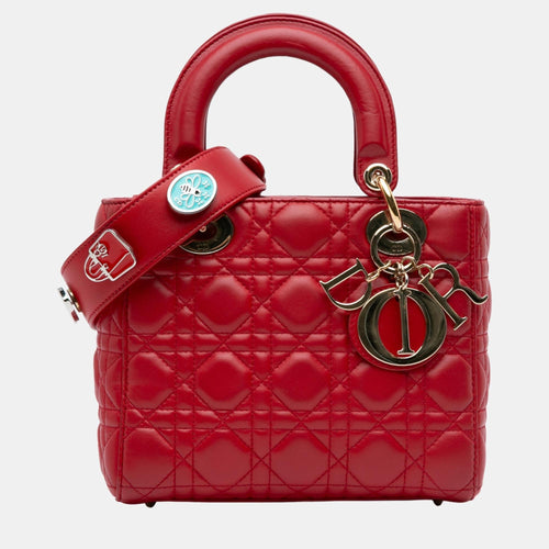 Dior Red Lambskin Leather Small My ABCLady Tote Bag