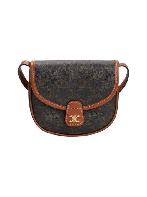 CELINE Besace Triomphe Canvas Cross Bag Tan