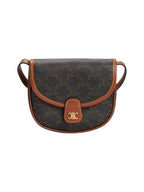 CELINE Besace Triomphe Canvas Cross Bag Tan