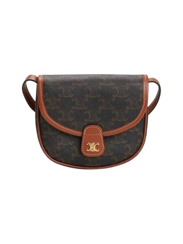 CELINE Besace Triomphe Canvas Cross Bag Tan