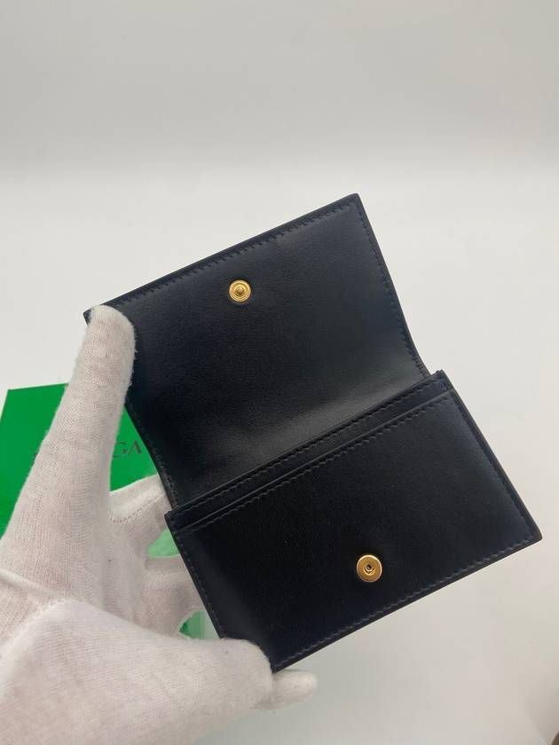 Bottega Veneta Intrecciato Flap Card Wallet Black