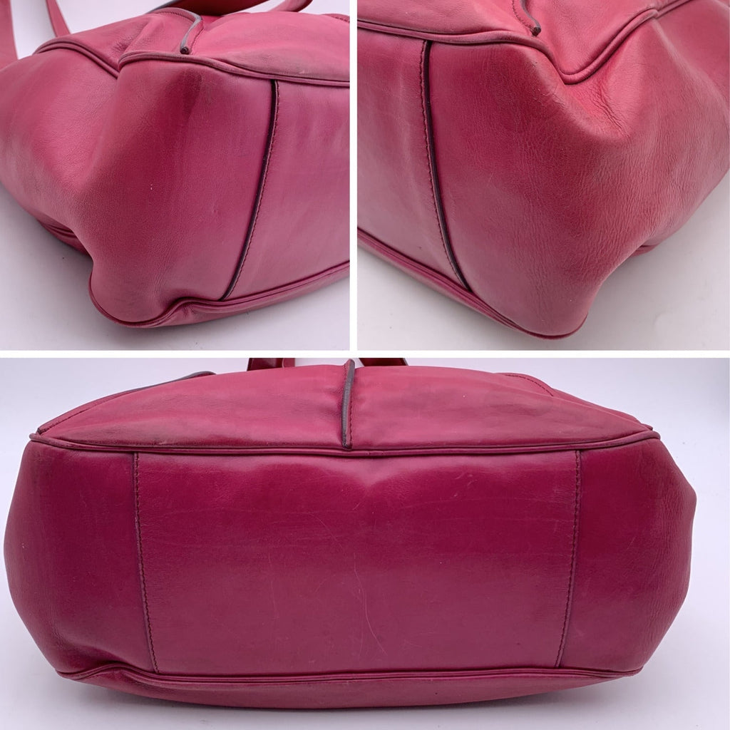 CELINE Pink Purple Leather Tote Shoulder Bag With Spheres