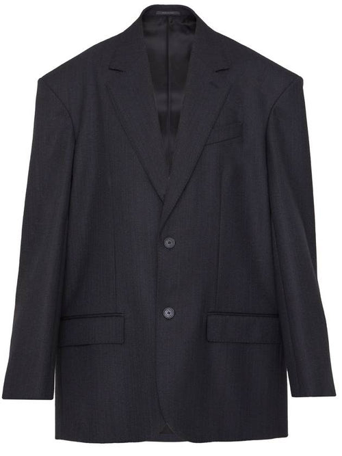 Balenciaga Pinstripe Wool Blazer Jacket Black