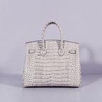 Hermes Birkin 30cm Crocodile Leather Bag With Strap Himalaya Gold