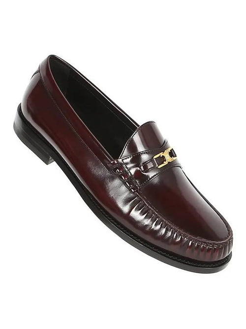 CELINE Luco Triomphe Polished Bull Loafers Burgundy
