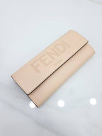 Fendi Logo pink Roman long wallet