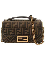 Fendi Baguette Chain FF Jacquard Medium Cross Bag Brown