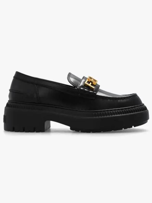 Fendi Graphy Logo Leather Loafers Black