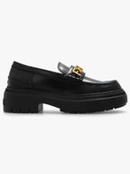 Fendi Graphy Logo Leather Loafers Black
