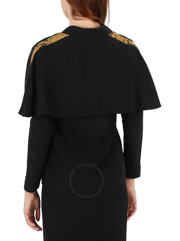 Burberry Burberry Black Cape-effect Silk Blouse With Snake Print Detail, Brand Size 34 (US Size 0)