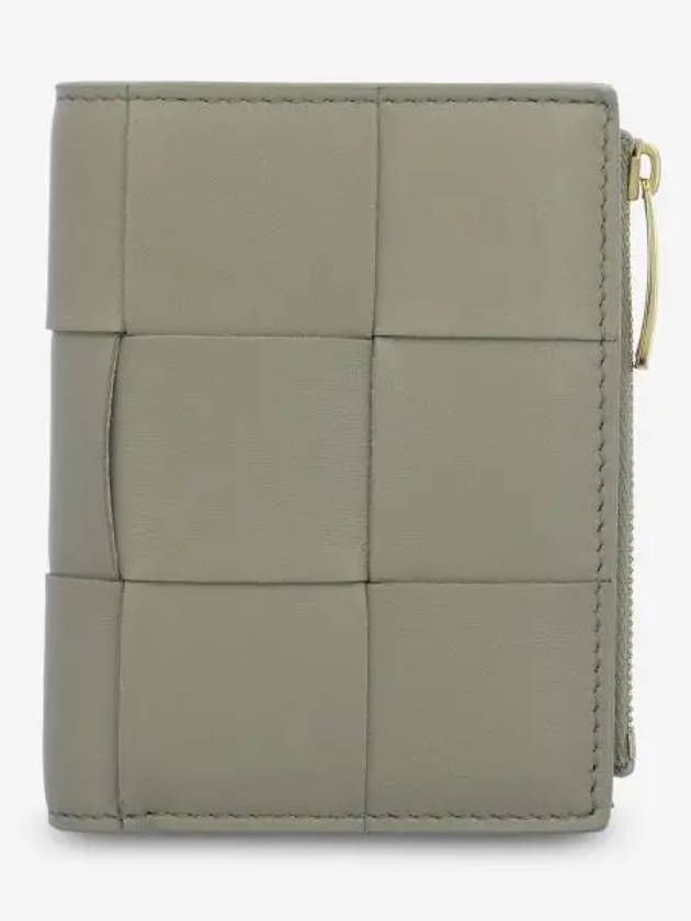 Bottega Veneta Cassette Zipper Bifold Half Wallet Travertine