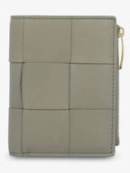 Bottega Veneta Cassette Zipper Bifold Half Wallet Travertine
