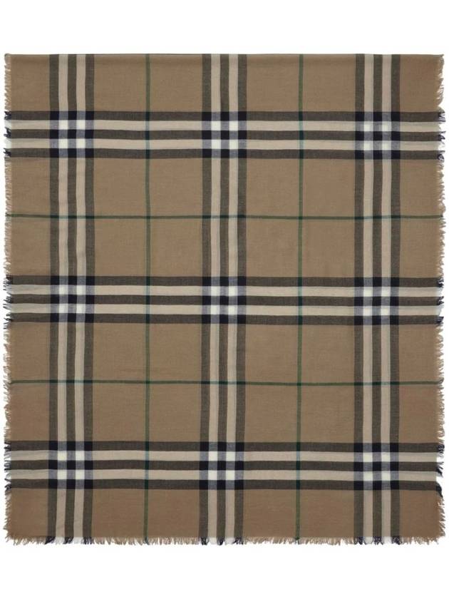 Burberry Raw Cut Checked Wool Scarf Brown