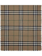 Burberry Raw Cut Checked Wool Scarf Brown