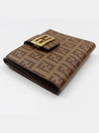 Fendi FF Logo PVC Juca Half Wallet Brown 8M0188