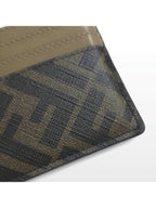 Fendi Fendi FF logo black brown card wallet 7M0164