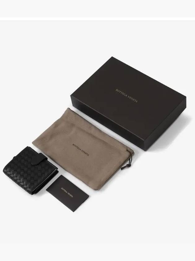 Bottega Veneta Intrecciato Zipper Half Wallet Black