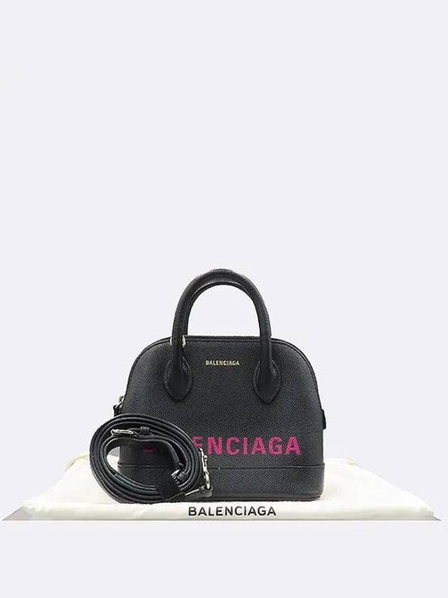 Balenciaga 525050 Black Leather Logo Printing Bill Top Tote Bag Shoulder Strap