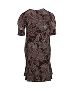 Chloe Flared Skirt Floral Dress in Brown Silk