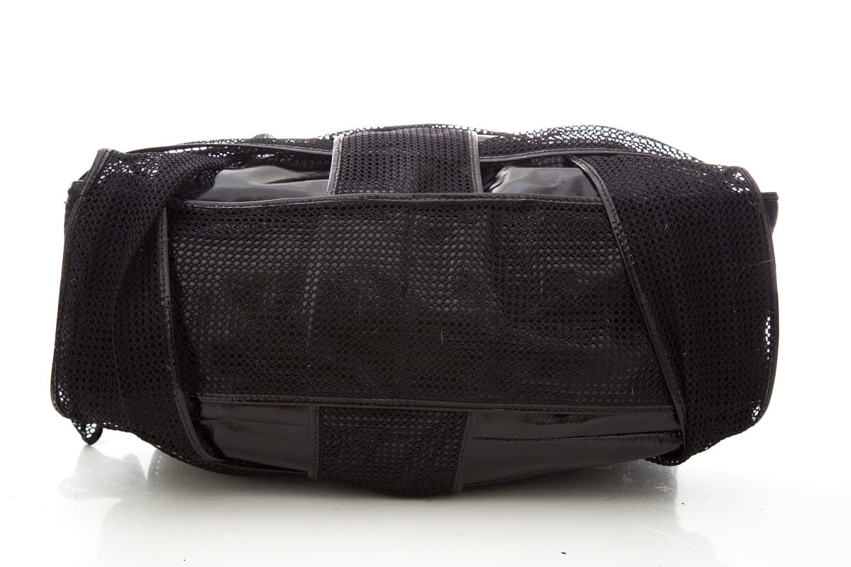 Fendi CROSSWORDS Black Woven Mesh Tote