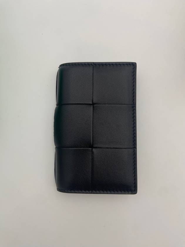 Bottega Veneta Intrecciato Flap Card Wallet Black