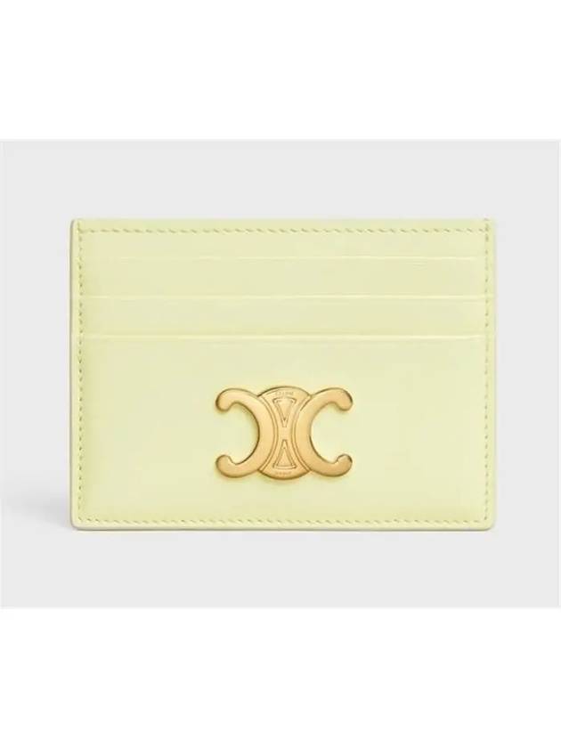 CELINE Triomphe Shiny Calfskin Card Wallet Light Yellow