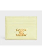 CELINE Triomphe Shiny Calfskin Card Wallet Light Yellow
