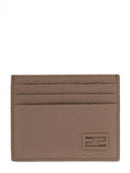 Fendi Leather Card Wallet Brown Yellow