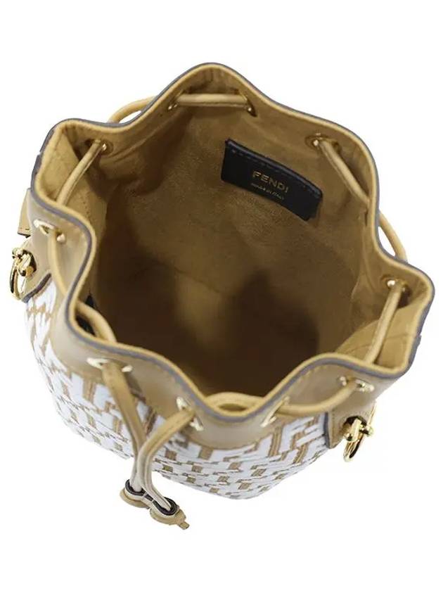 Fendi Mon Tresor Raffia Small Bucket Bag White