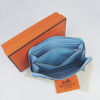 Hermes Wallet H016 Wallet Cow Leather Blue