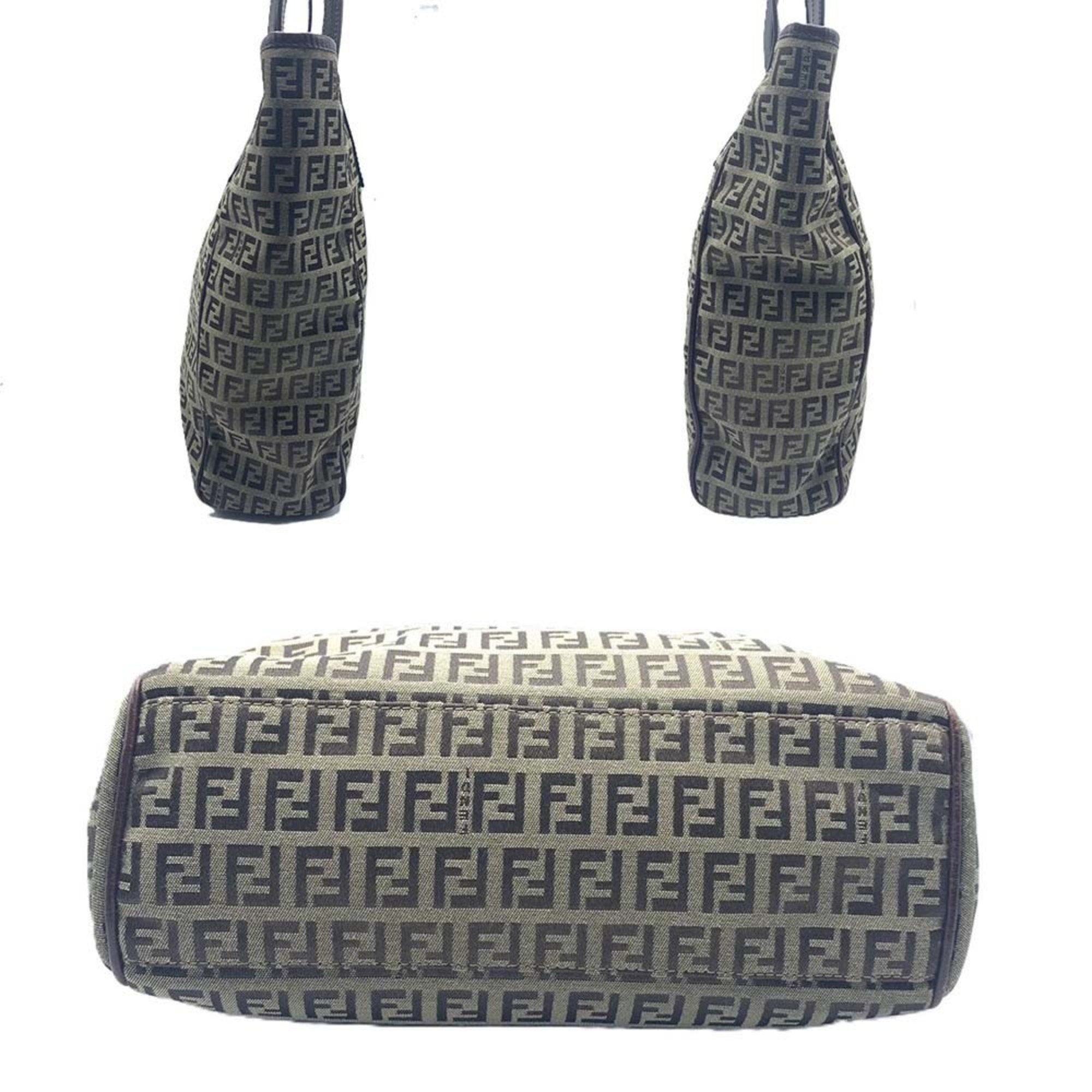 Fendi Canvas Leather Handbag Tote Bag ()