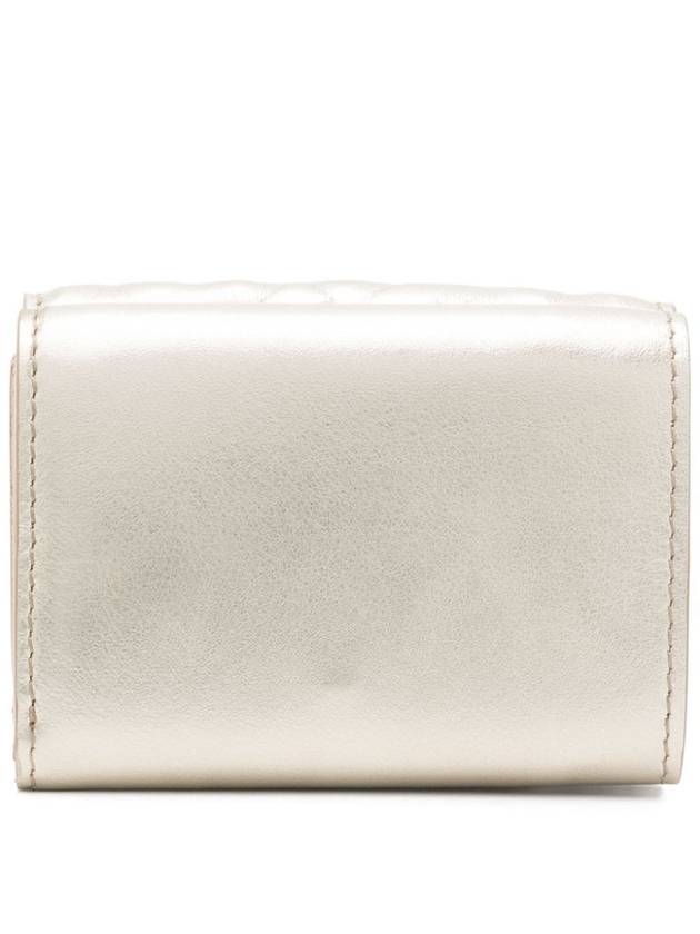 Fendi Baguette Micro Leather Card Wallet Gold