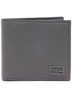 Fendi FF Leather Half Wallet Grey