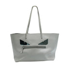 FENDI Light Grey Leather Tote With Mirror "Monster Eyes"