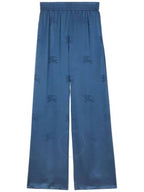 Burberry EKD Silk Jacquard Wide Pants Blue