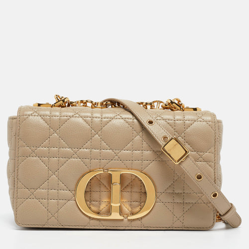 Dior Light Beige Cannage Leather Small Caro Shoulder Bag