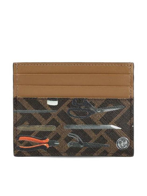 Fendi Men's FF Canvas Card Wallet Brown