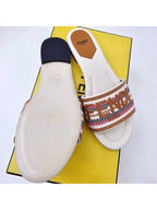 Fendi Signature Slides Slipper Beige