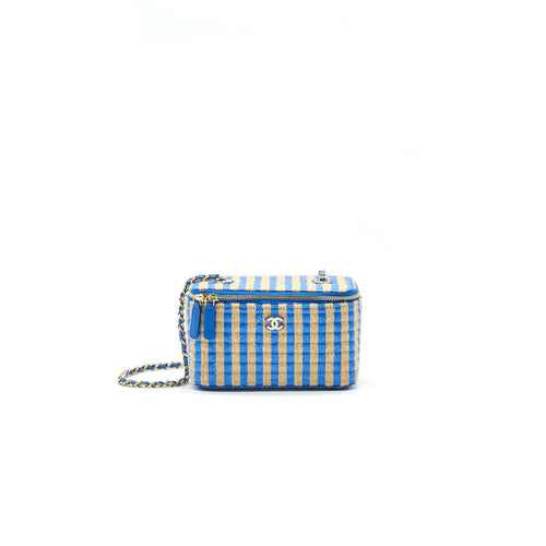 Chanel Vanity with Chain Blue & Beige