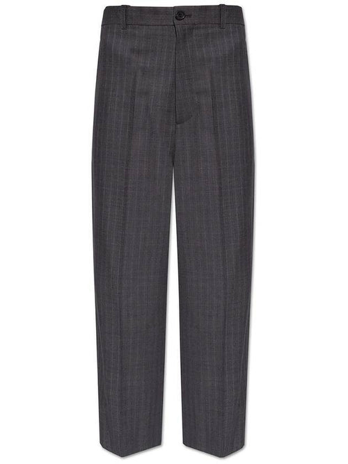 Balenciaga crop detail straight pants gray