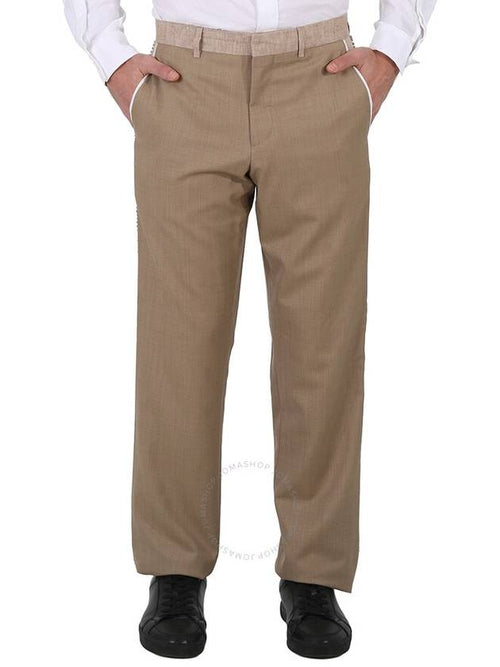Burberry Burberry Men's Pecan Melange English Fit Crystal Embroidered Technical Linen Trousers, Brand Size 48 (Waist Size 32.7