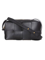 Bottega Veneta Intrecciato Cassette Leather Mini Cross Bag Black