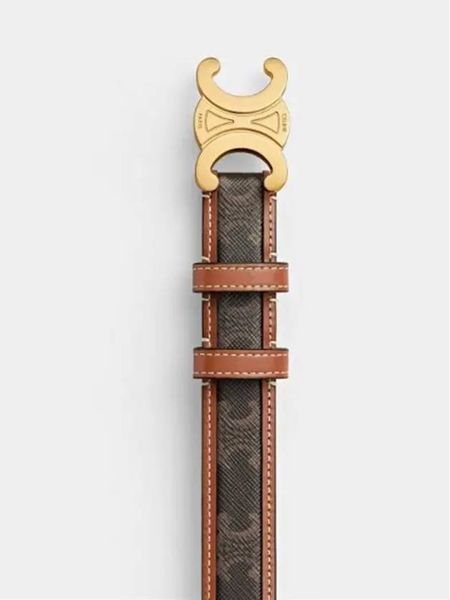 CELINE Women's Medium Triomphe Canvas Calfskin Belt Brown