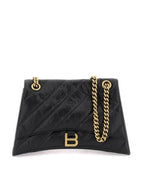 Balenciaga Quilted Crush Medium Chain Shoulder Bag Black