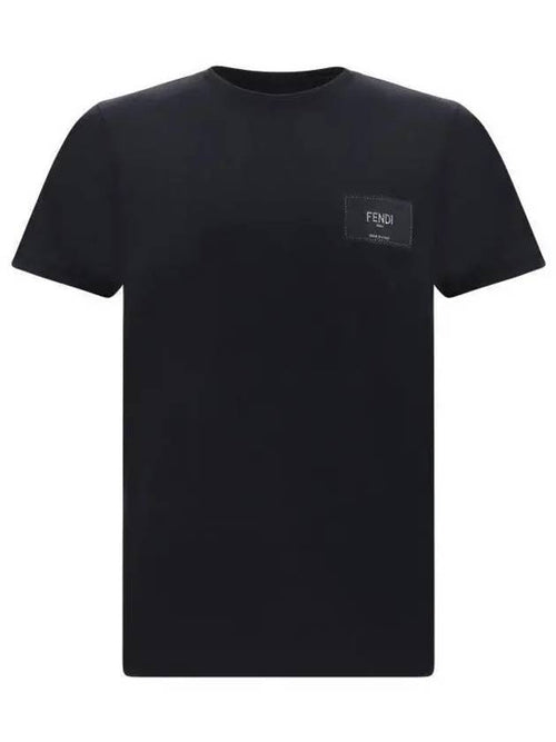 Fendi Embroidered Logo Jersey Cotton Short Sleeve T-Shirt Black