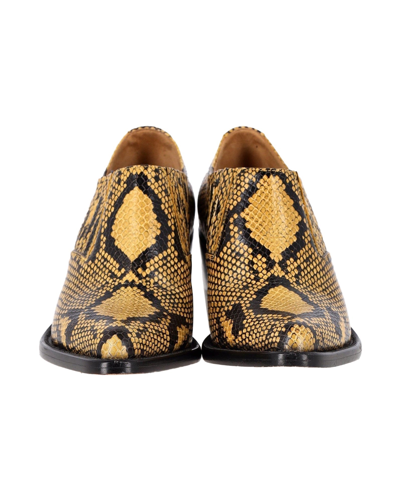 Chloe Snakeskin-Embossed Rylee Ankle Boots in Yellow Leather