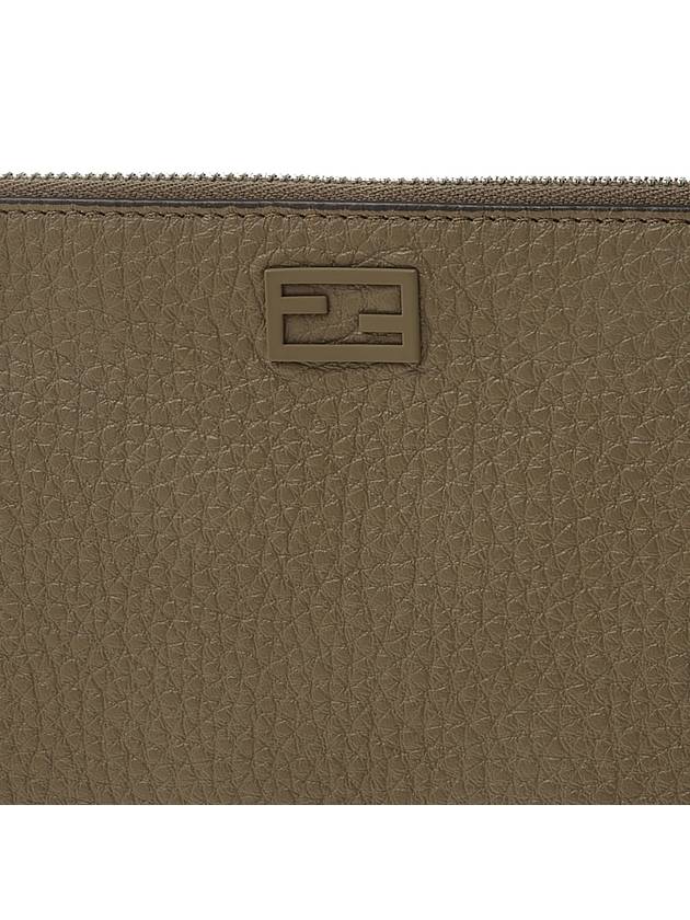 Fendi FF Logo Flat Leather Clutch Bag Beige