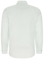 Fendi Men's Micro FF Karligraphy Silk Long Sleeve Shirt White