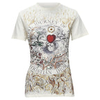 Dior Brutal Journey Of The Heart Graphic Print Ecru Cotton Linen Tshirt
